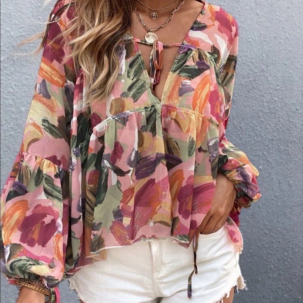 Bohemian Babydoll Blouse - Size: S